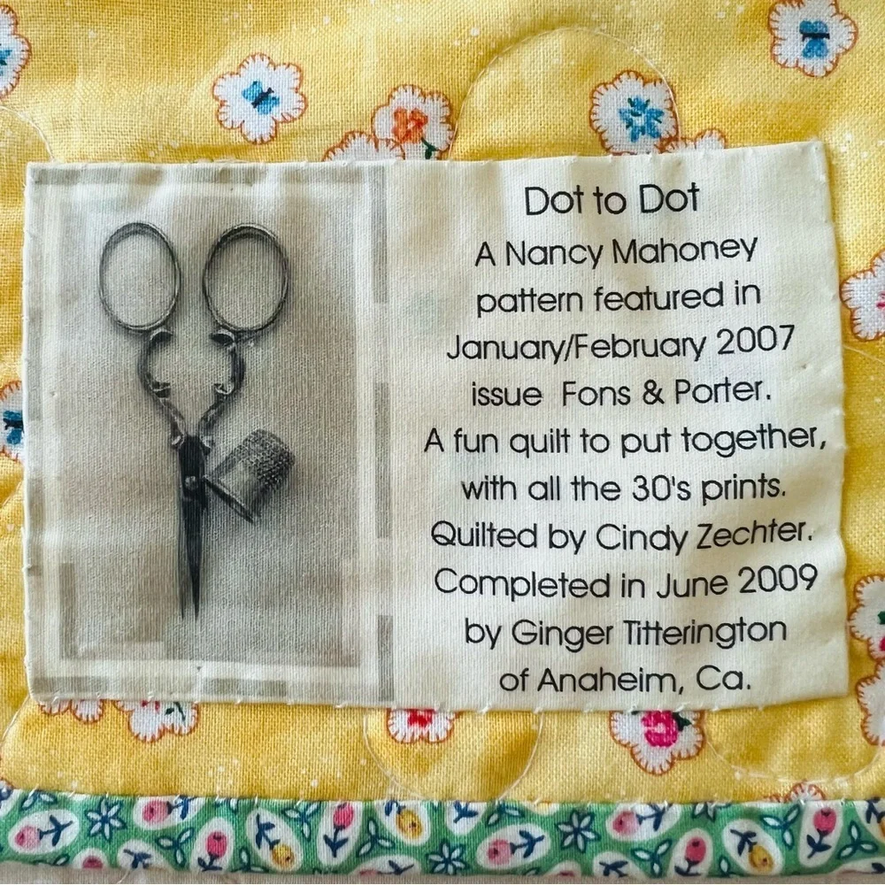 Dot to Dot Handmade Quilt – 58”x58” – 1930s Reproduction Prints